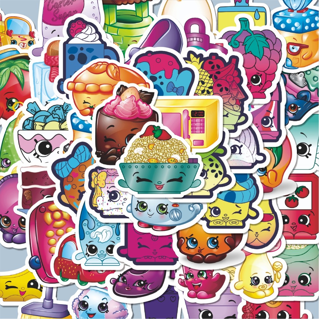 

100PCS Lucu Stiker Shopkins Versi 3 Stiker Aesthetic Stiker Anti Air Stikers Berperekat Waterproof sticker decal buat Motor Helm Buku Journal Koper Casing HP Laptop Botol Minum Hadiah anak
