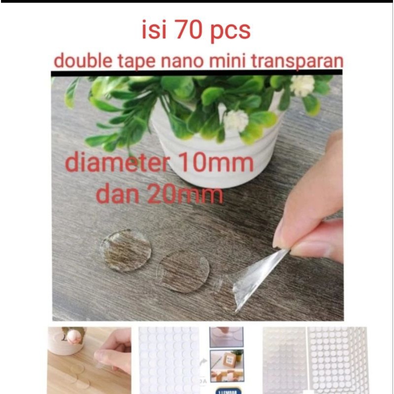 

double tape mini dot double tape bening isi 70 pcs