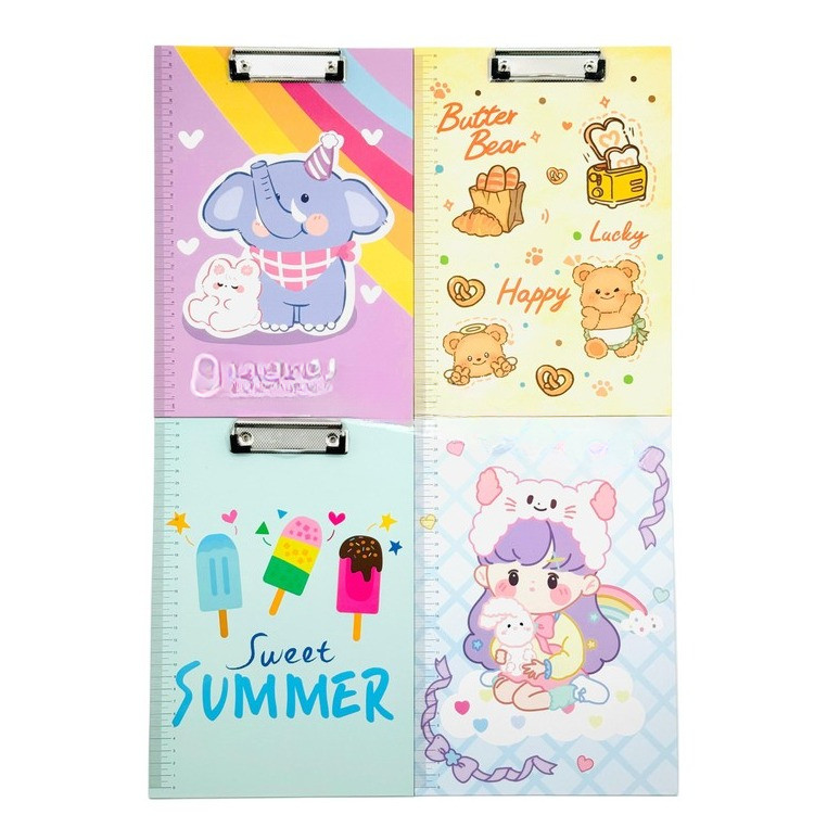 

( DAPAT 1 PCS ) CLIPBOARD FANCY LUCU / Papan Jalan / Papan LJK Ujian Motif Karakter Fancy Anak Lucu