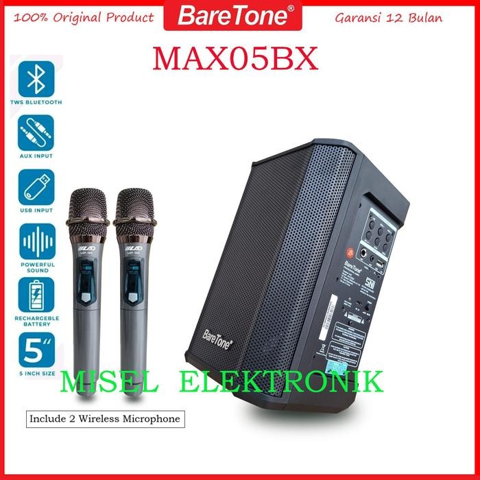 SPEAKER PORTABLE 5 INCH BARETONE MAX05BX SOUND BOX USB FM BLUETOOTH