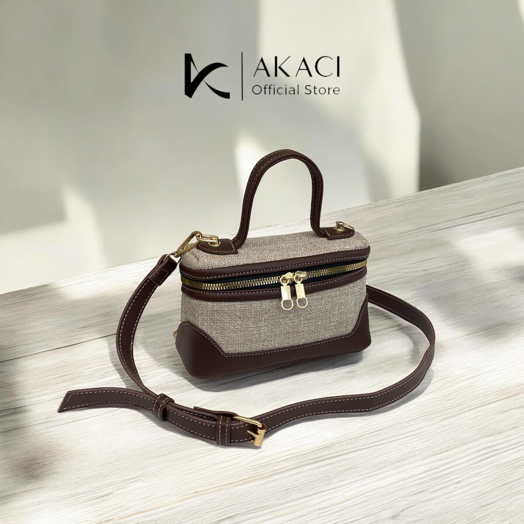 FAL.SHOP Tas selempang wanita SONJA Akaci Hand bag 10-8326 Bahan goni sintetis 1 ruang tas mini muat