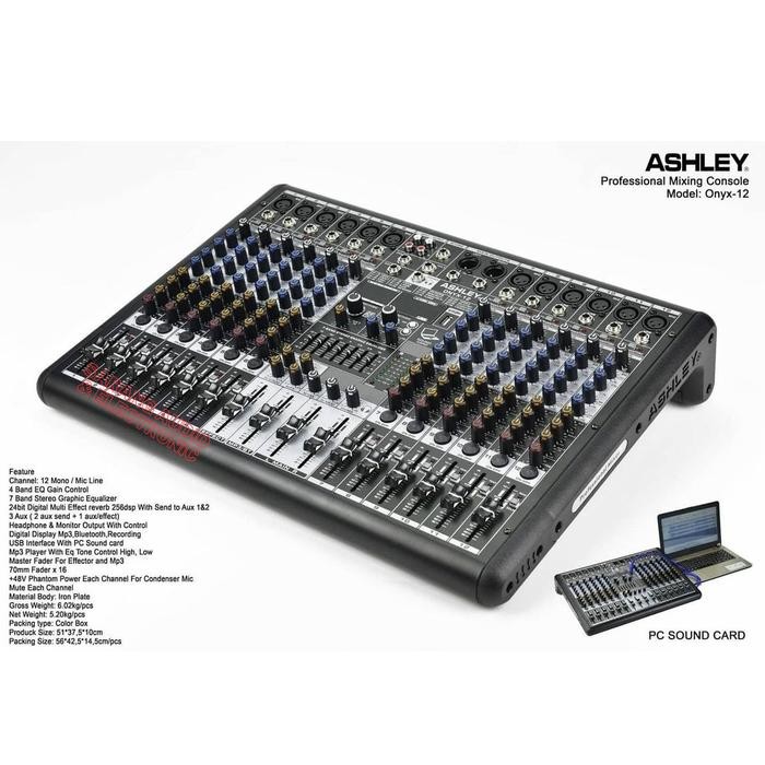 Mixer audio ashley onyx 12 original 12 channel onyx12 onyx-12