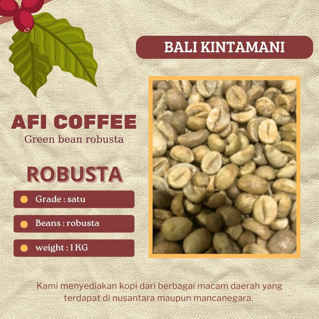 

Green bean Robusta Bali kintamani | biji kopi mentah 1kg