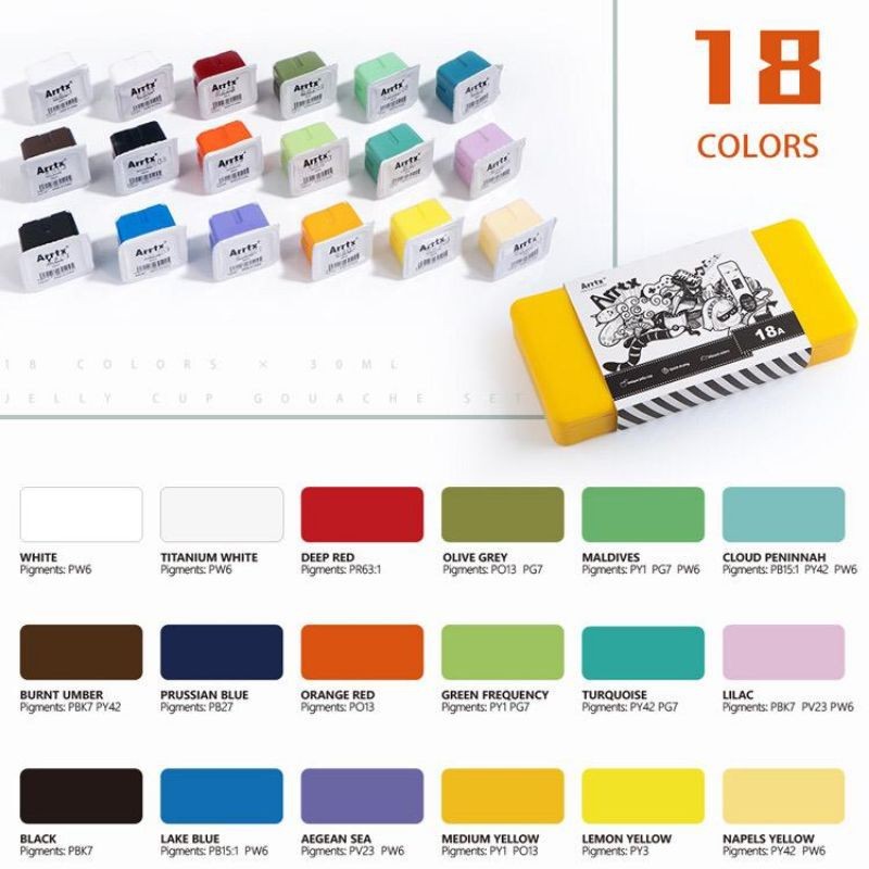 

arrtx gouache 18clr x 30ml (free mixing palette) special color set