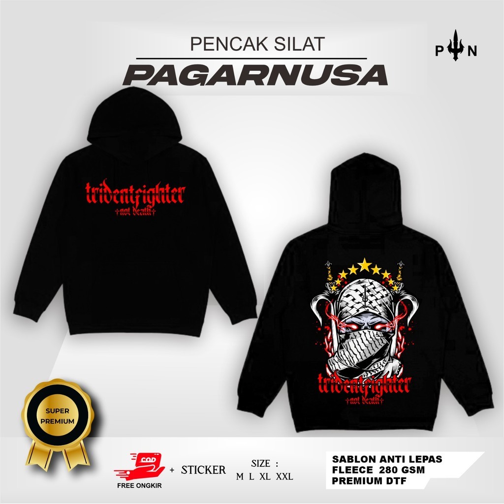 HOODIE PAGAR NUSA TRIDENT FIGHTER - JAKET PAGAR NUSA TERBARU - JAKET DESAIN TRISULA - JAKET HOODIE P