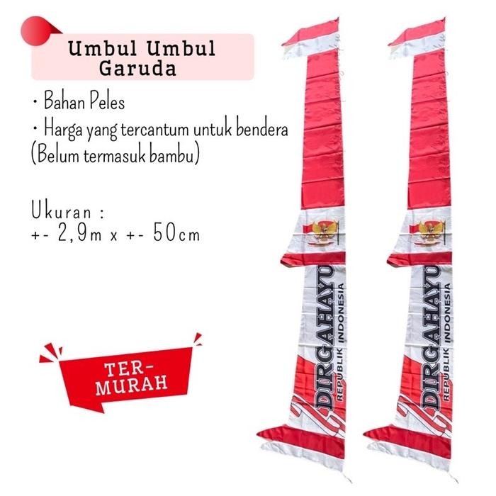 ￼Bendera Umbul umbul merah putih Indonesia Dirgahayu 3 meter - Umbul DIRGAHAYU 3m