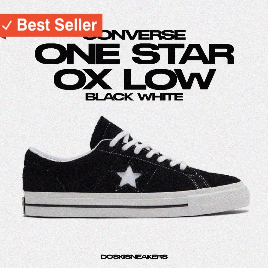 SEPATU ASLI ORIGINAL PREMIUM BAHAN TEBAL / Converse One Star OX Low Black White 100% Original Sneake