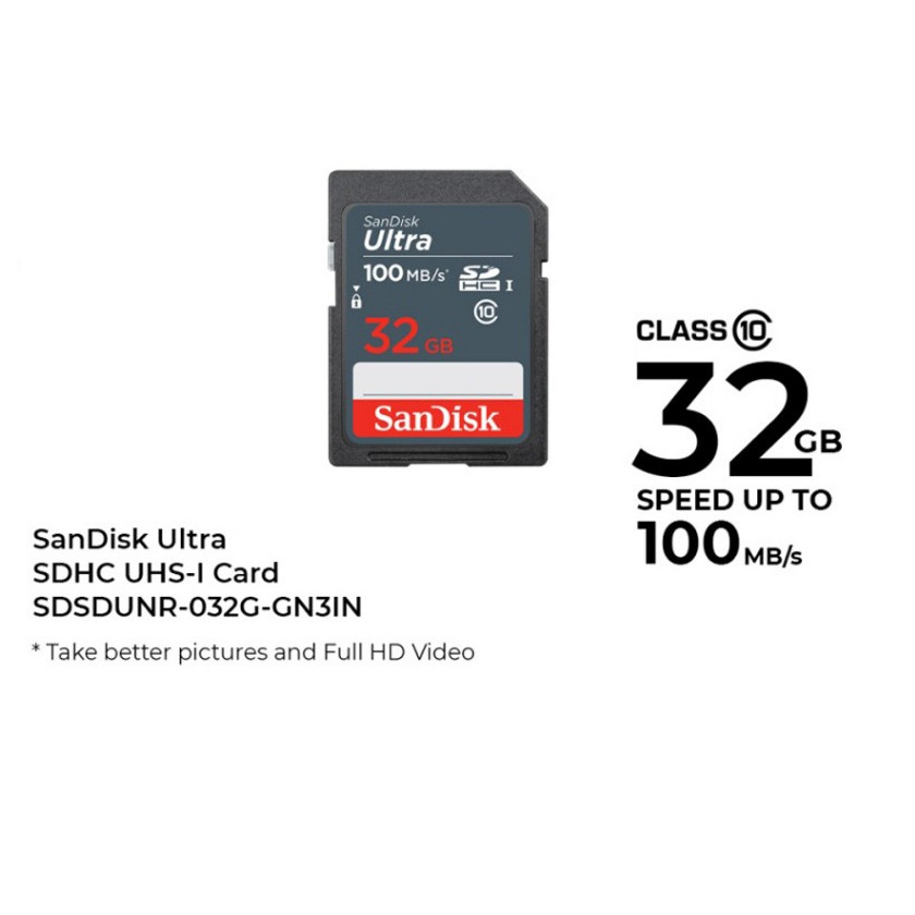 SDHC SANDISK 32GB C10 100MB/s SDSDUNR-032G-GN3IN / SDHC 32GB Sandisk
