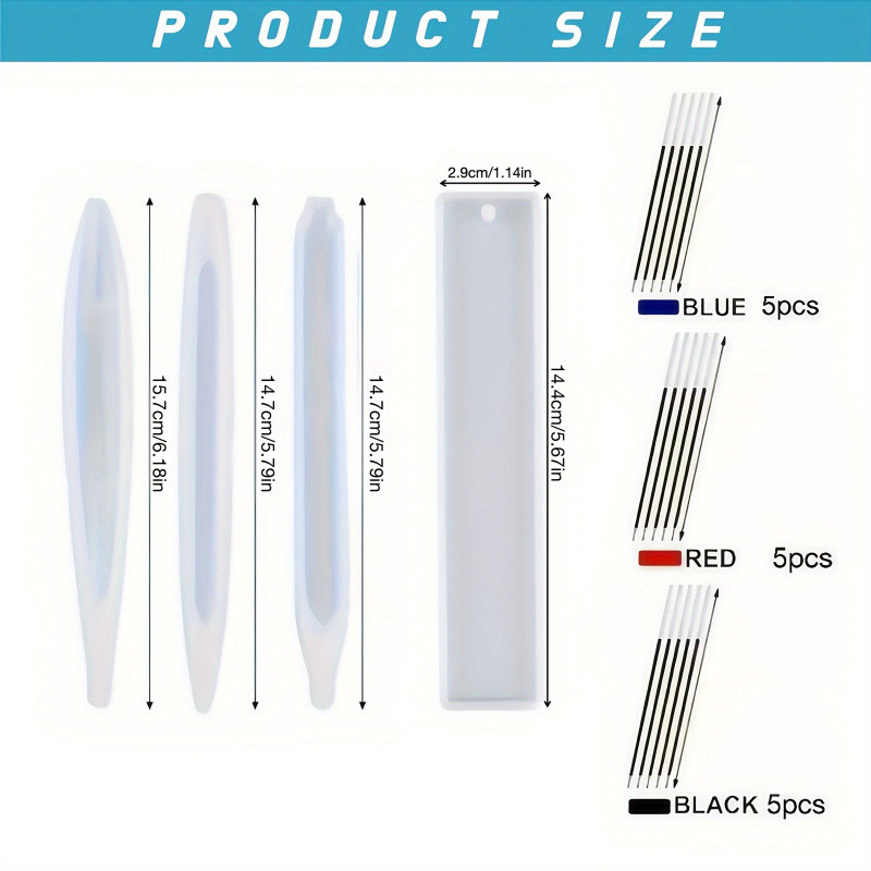 

19Pieces/Set of Silicone Ballpoint Pen and Bookmark Epoxy Resin Molds，DIYHandmade Stationery Crafts，Charming Decorative Mixed Sh