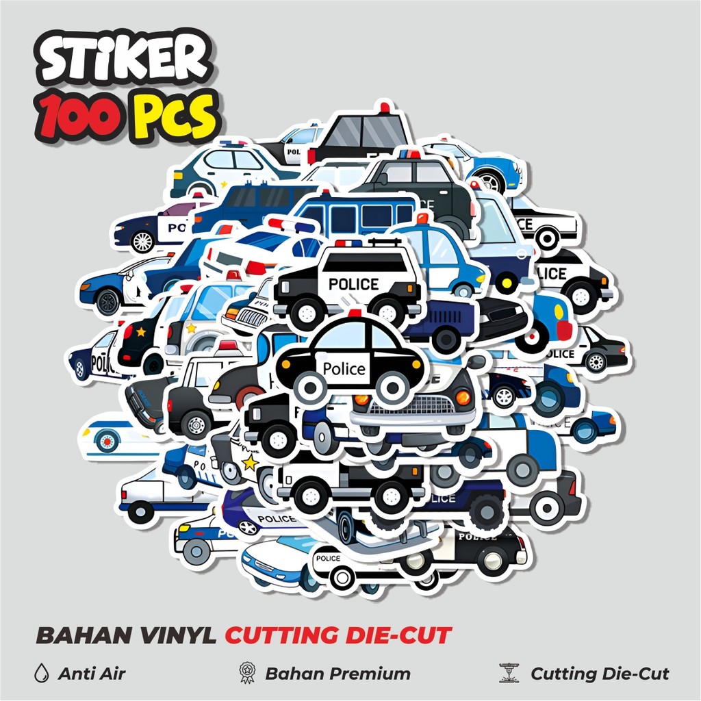 

Terbaru! 50 pcs Stiker Seri Mobil Polisi Dekorasi Lucu Kreatif untuk Notebook, Skateboard, HP
