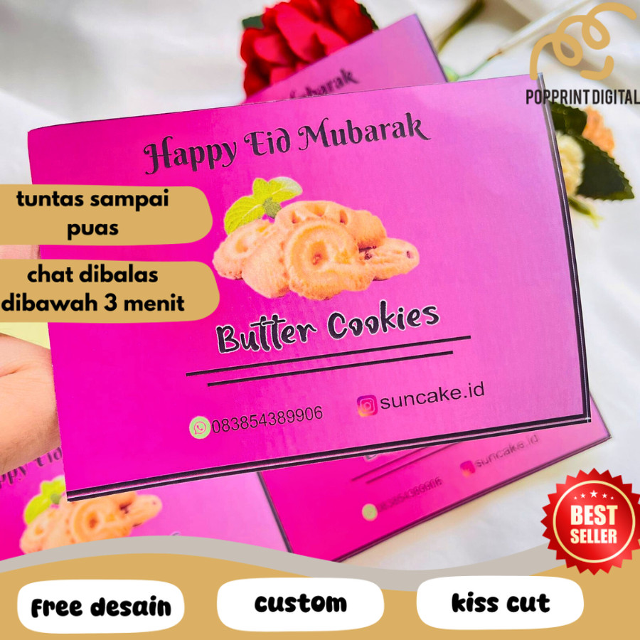 

PpD STIKER KUE LABEL, KUE KERING, KUE KERING TOPLES, KUE LEBARAN persegi