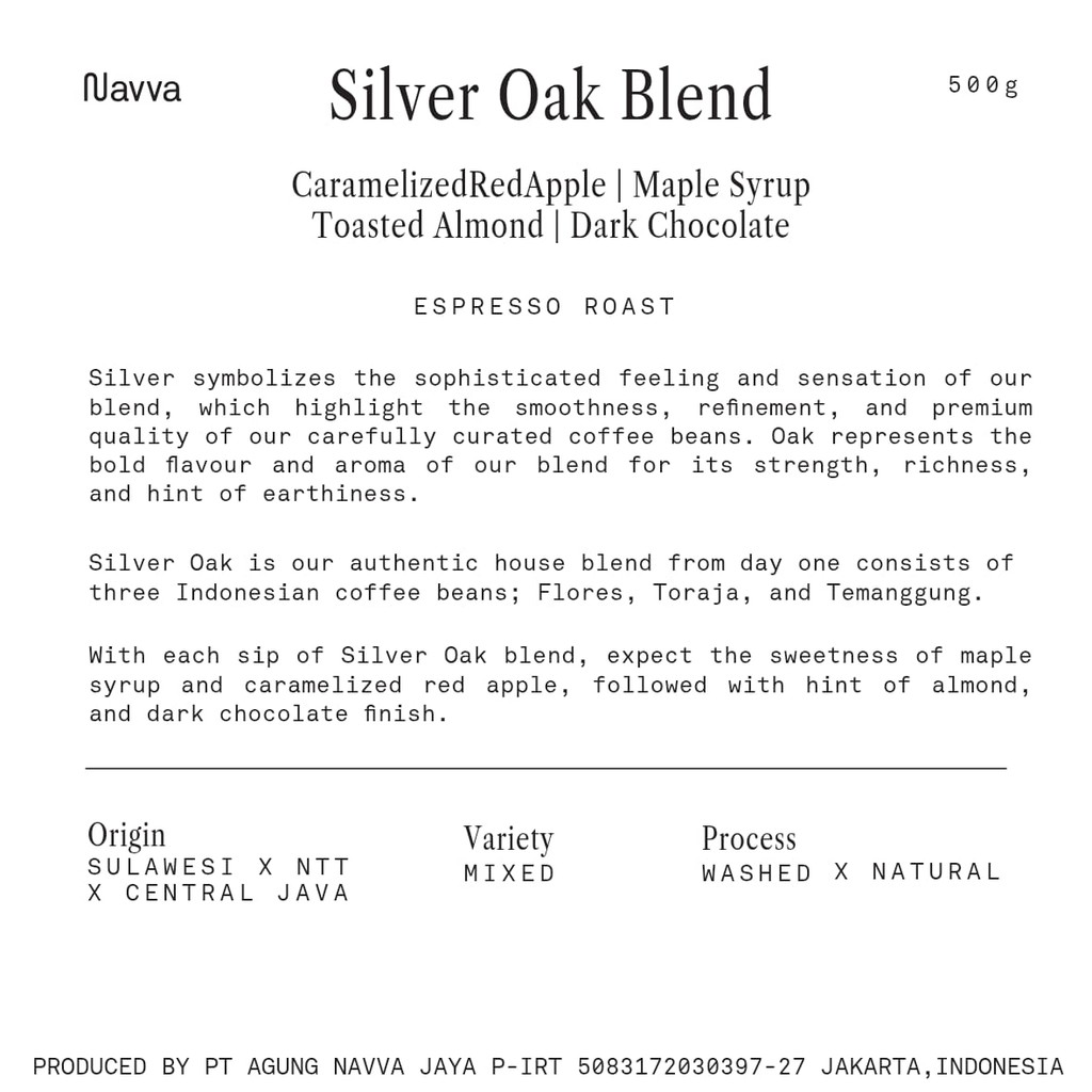 

Silver Oak – Navva's Signature House Blend 500gr