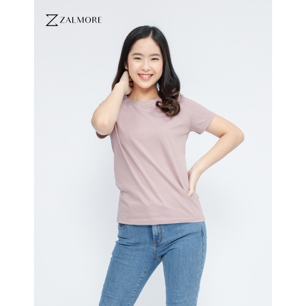 Zalmore Basic Women Oneck T-Shirt Premium Cotton - Kaos Wanita