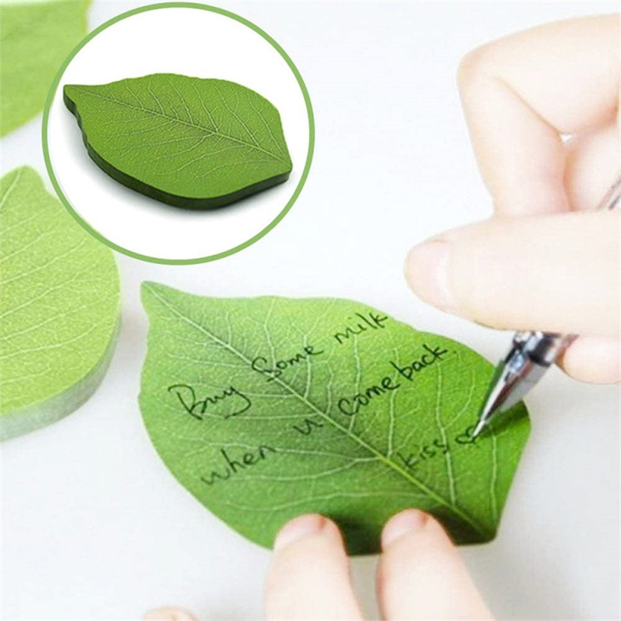

50 Sheets/Pad Creative Green Leaf Shaped Sticky Notepad, Photo Wall Refrigerator Decoration Sticker, Novelty Memo Note Pad for H