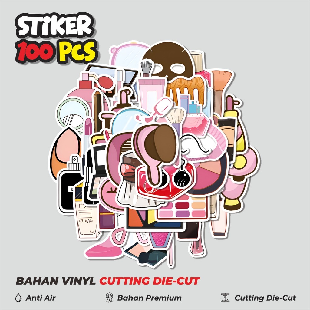 

Terbaru! 50 pcs Stiker Make Up Series Dekorasi Lucu Kreatif untuk Notebook, Skateboard, HP