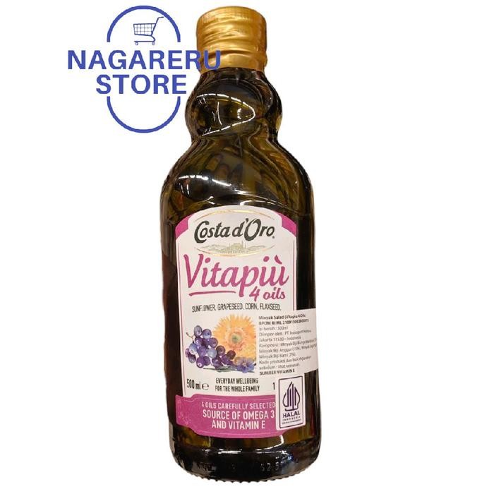 

Costad'oro vitapiu 4 oils (sunflower, grapeseed, corn, flaxseed) minyak salad 500ml