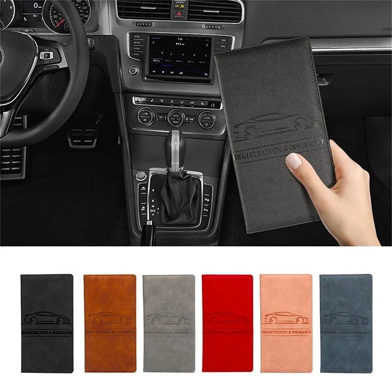 

2025 Car Registration Insurance Holder Leather Men Driving License Cover Auto Documents License Storage Bag Credit Card Wallet