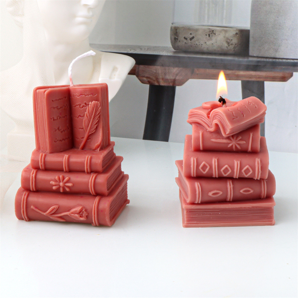 

3D Book Silicone Candle Mould DIY Literary Style Plaster Epoxy Resin Casting Mould Book Frame Cement Gypsum Home Decor