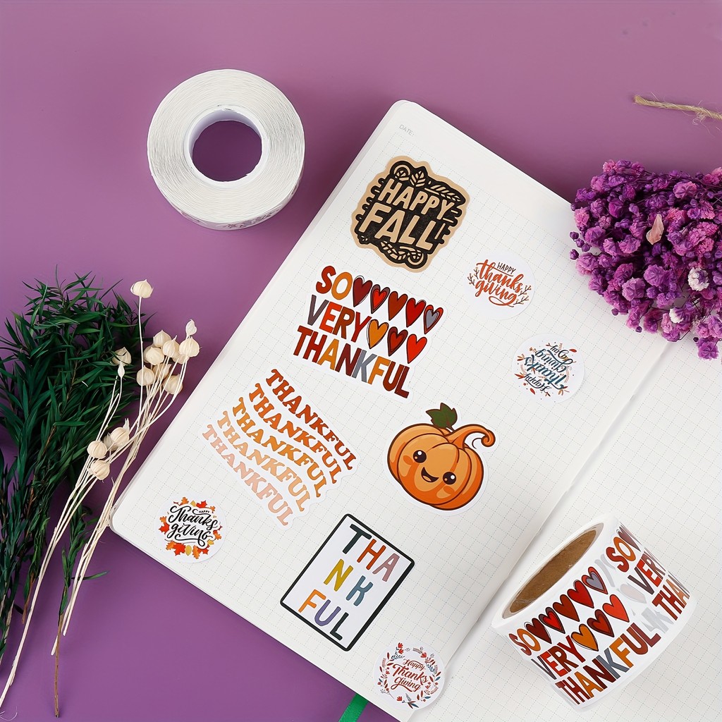 

Thanksgiving Warm Decorative Stickers Waterproof Synthetic Paper Easy to Peel, Leave No Glue Ceremony Self-Adhesive Stickers