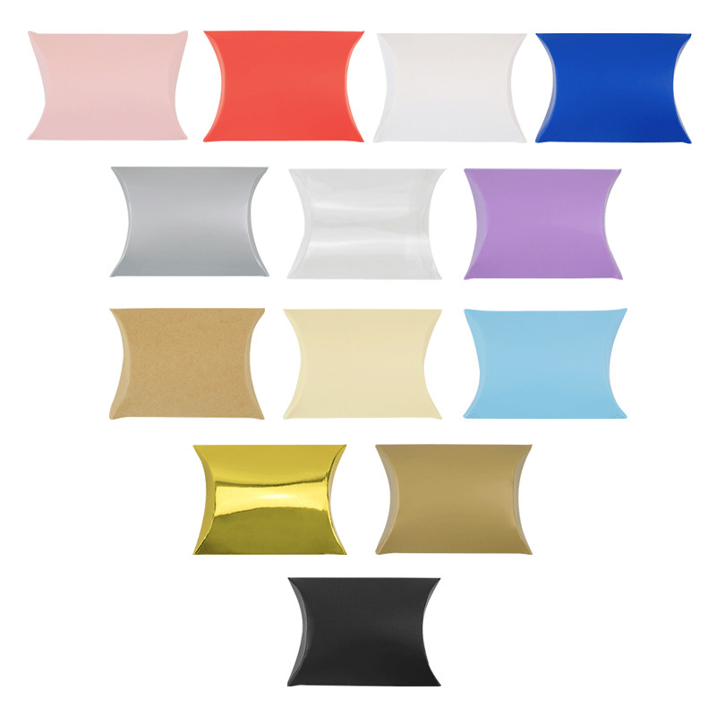 

50PCS Paper Gift Pillow Boxes Candy Chocolate Gift Packing Wrap Pouch Pie Bags for Wedding birthday baby shower Party