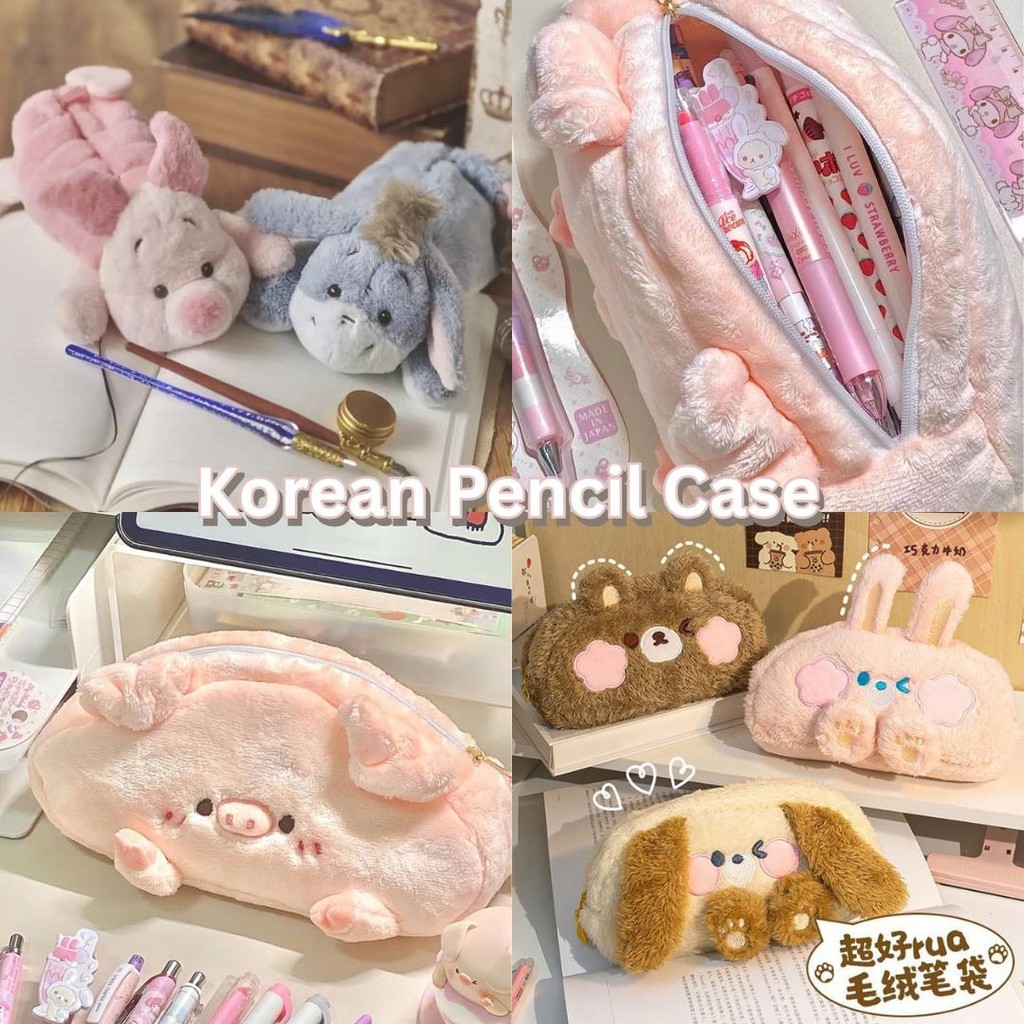 

Kotak Pensil Boneka Bulu ANIMALS CUTE DOLL PENCIL CASE Edition Gwiyeo Pencil Case Stationery Bag Kawaii