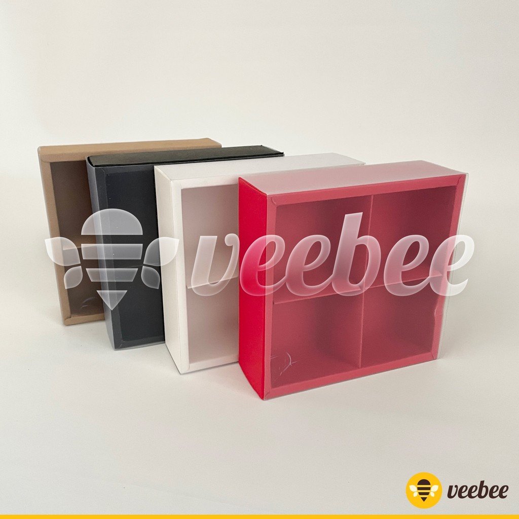 Box Hampers Sekat 4 Tutup Mika Sliding / Box kue/ Box Sovenir/ Box Mooncake/Dus Kue/Kotak Kue