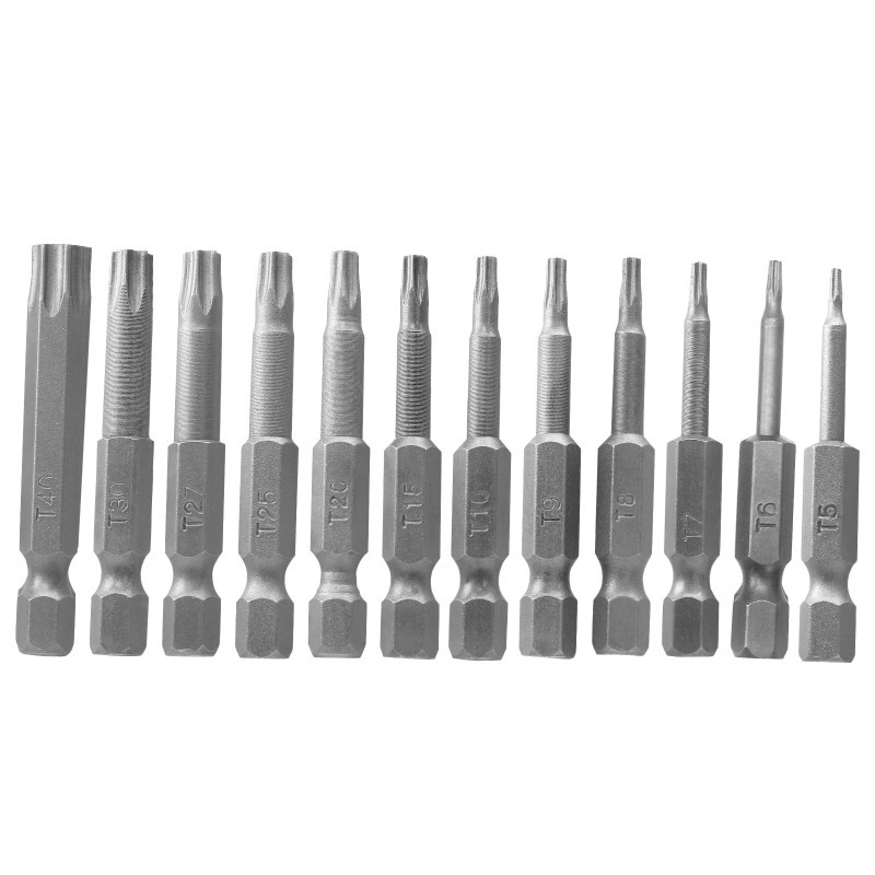 ASTARA - Mata Obeng Bintang 12pcs Mata Obeng Torx Mata Obeng Magnet T5-T40 Mata Obeng Kunci Bintang