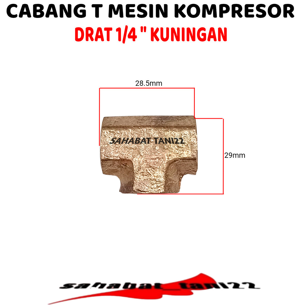 Sambungan Kran Kompresor Cabang T Kran Kompresor 1/4 Nepel Kran Kompresor Cabang 3