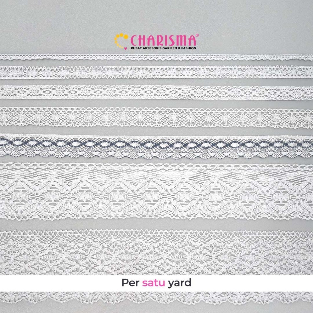 Charisma Renda Kait Rajut - Renda Kait Putih / Renda Rajut / Harga per 1 Yard (90cm)