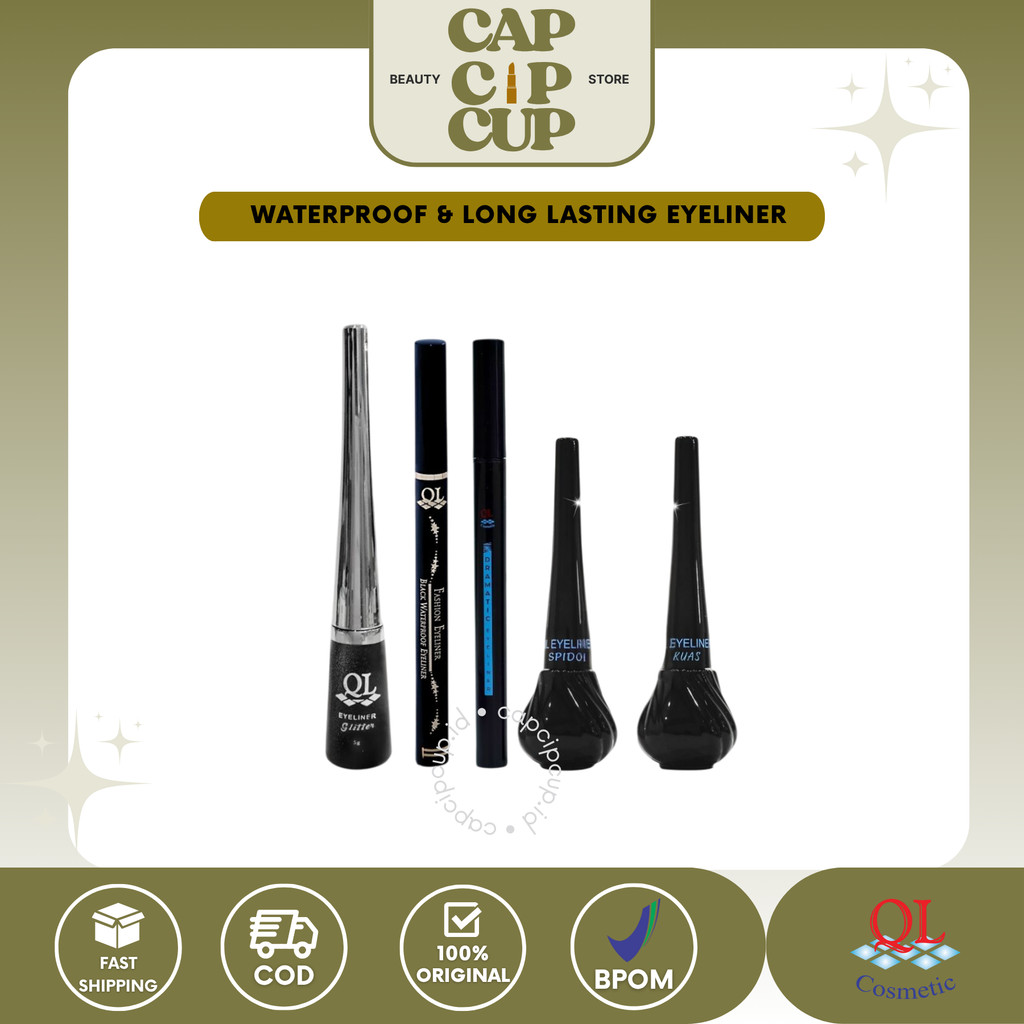 CAP - QL Cosmetic Eyeliner Waterproof | Dramatic | Pen | Fasion Spidol | Glitter Eyeliner