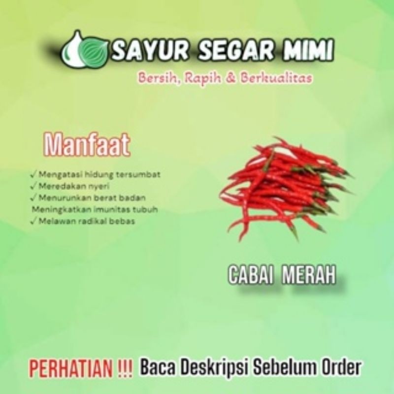

Paket Harga Spesial Cabai Merah 1KG - Sᴀʏᴜʀ Sᴇɢᴀʀ ɪᴍɪ