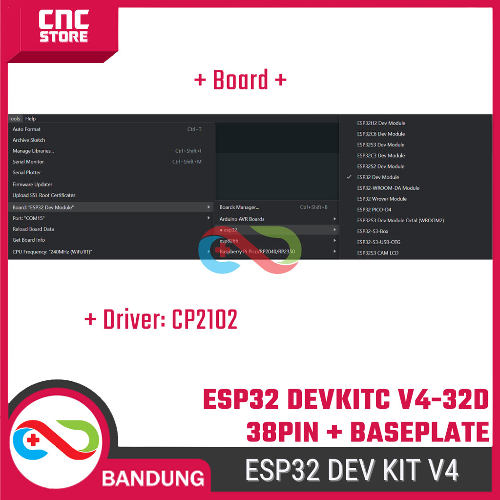 

ESP32 DevKitC V4 WROOM-32D – Board WiFi Bluetooth + Expansion Base untuk Proyek IoT