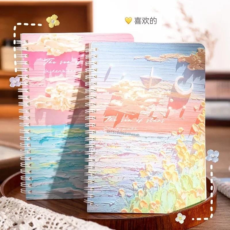

60 sheet/book Mini Cute Cartoon Coil Notebook A5 Loose Leaf Portable Pocket Scrapbook Journal Back To School Student Supplies