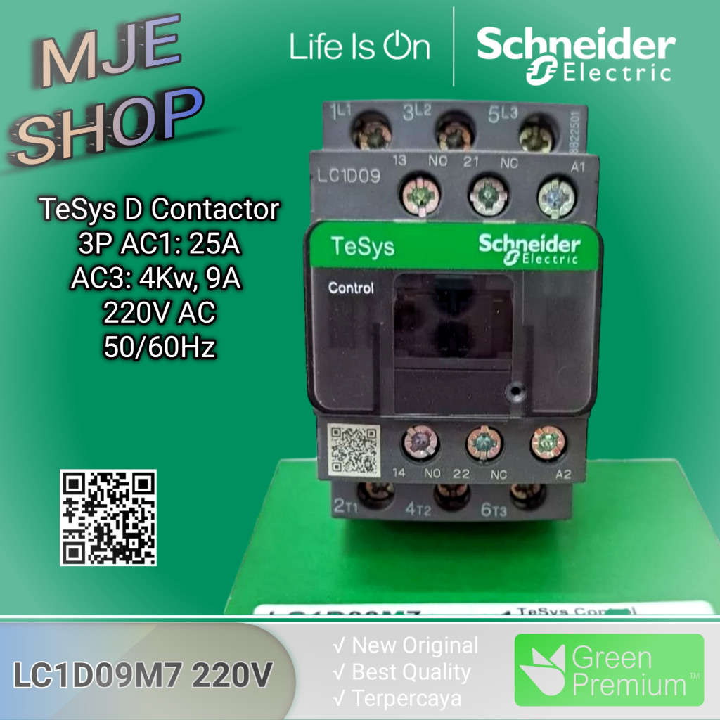 Kontaktor LC1D09M7 Schneider 220v / kontaktor schneider/Contaktor Schneider LC1D09M7