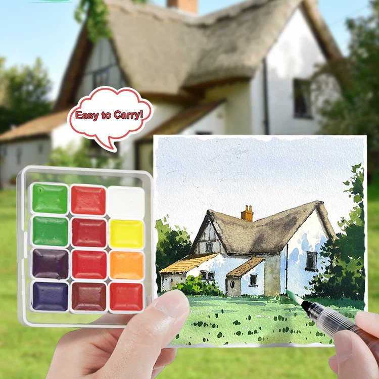 

12 Fluorescent Color Solid Watercolor Pigment Portable Neon Watercolor Pigment Hand-painted Art Pigment Fluorescent Pigment Art