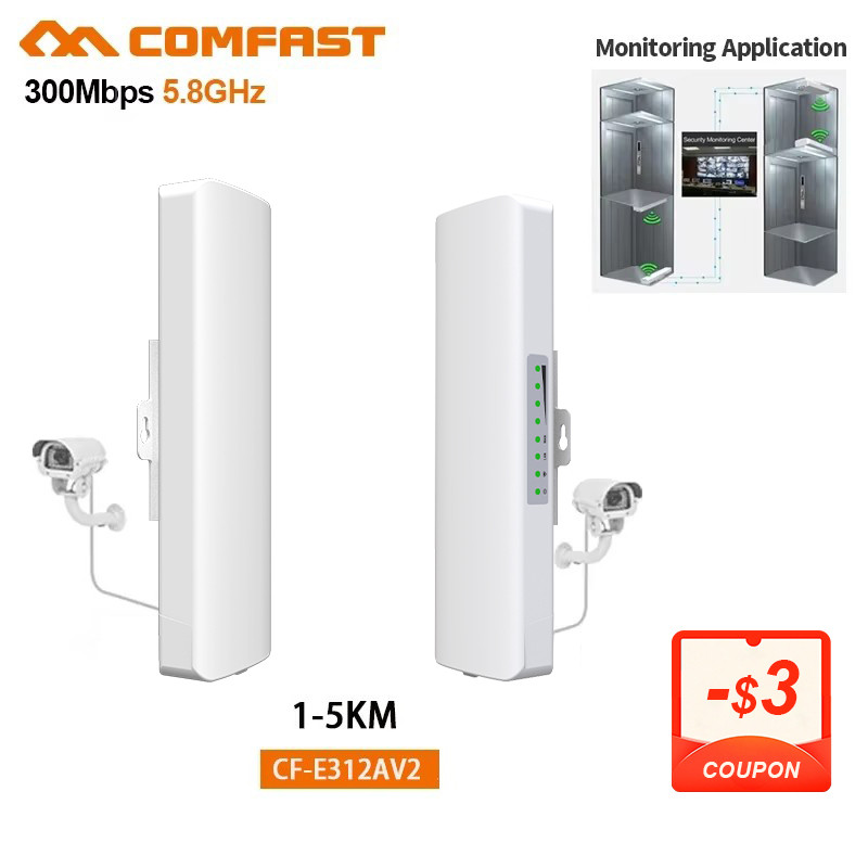 Comfast 5KM 300Mbps Wireless Outdoor Router CPE Bridge 5Ghz Long Range Wifi Signal Extender Access P
