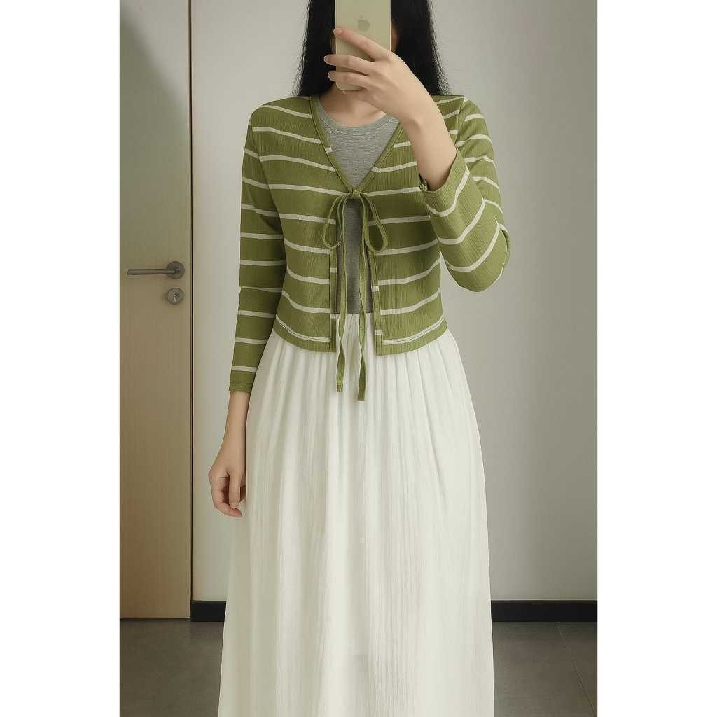 JALLPRONEW - ZER CARDI RAKEL SALUR TALI LENGAN PANJANG STRIPE ATASAN ROMPI/ CARDI SALUR CEYOON Knit 