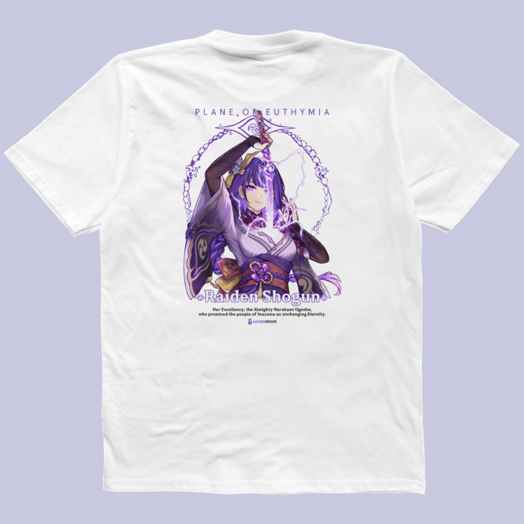 LOCKERROOM T-shirt - Kaos Anime Premium - Raiden Shogun Genshin Impact HITAM / PUTIH