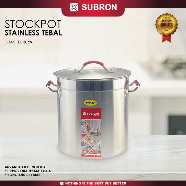 SUBRON Stok Pot 30cm Besar Tebal Panci Sup Tinggi Multifungsi Stainless Soup - - Subron Panci - Panc