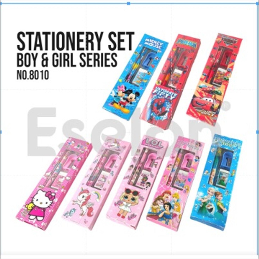 

♚Paket alat tulis 5in1 / Alat tulis set / paket alat tulis karakter / Stationery set 8010♚