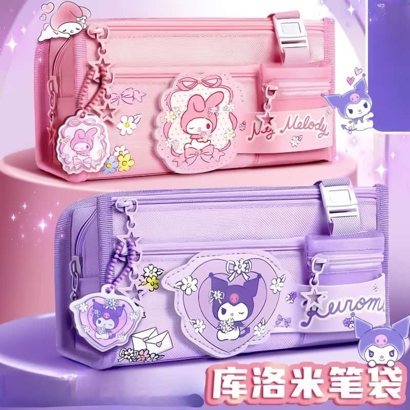 

Cartoon kuromi My melody Cinnamoroll kawaii pencil case cartoon character pencil case large capacity student learning stationery