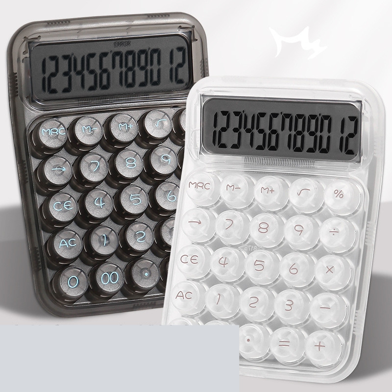 

[Gongjin] Calculator Transparan Macaron 12 Digit Lucu Candy Permen Ombre Kalkulator Gradasi