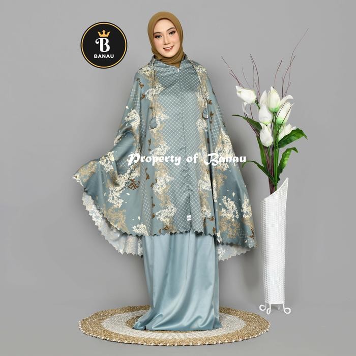 

^_^ Mukena Dewasa Sabina Series 2 in 1 Motif Premium Terbaru 2023 Silk - Biru V$