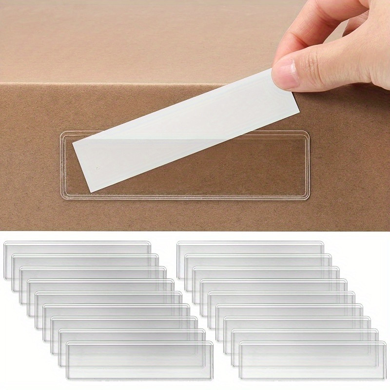 

10pcs Organize Your Home with 10pcs Clear Label Holders - Adhesive Shelf Tag Pockets for Bookshelf
