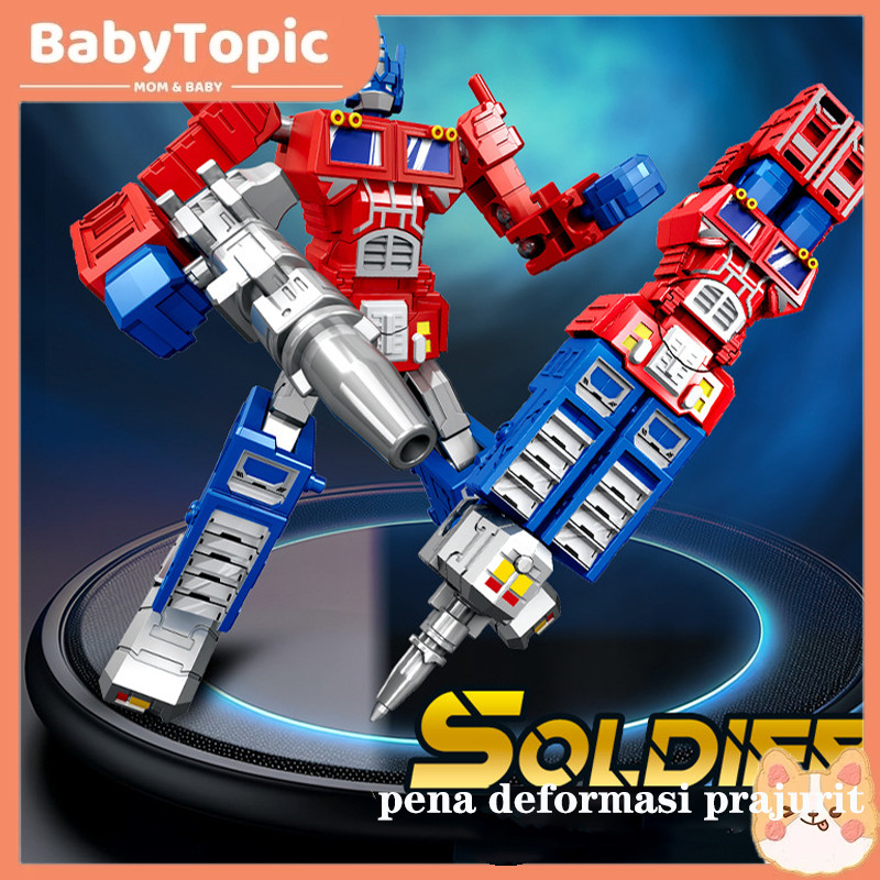 

【Baby Topic】Pen Robot Transformasi Pena Bolpen Anak Mainan Action Figure Robot Soldier Alat Tulis Hadiah Gift Optimus Mainan Figur Robot Gift