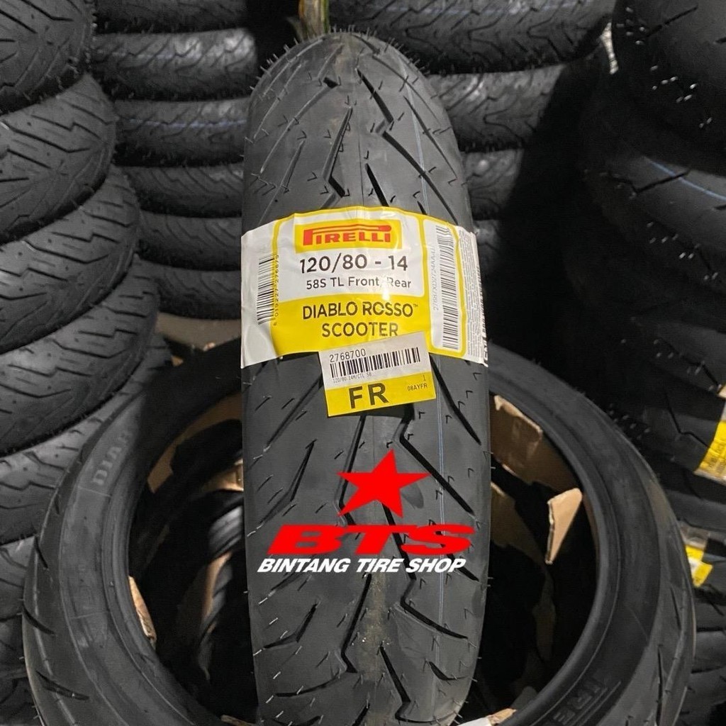 Ban Pirelli 120/80-14 Diablo Rosso Scooter Dual Compound TUBLES For Vario160,PCX,ADV,Aerox Rekomenda