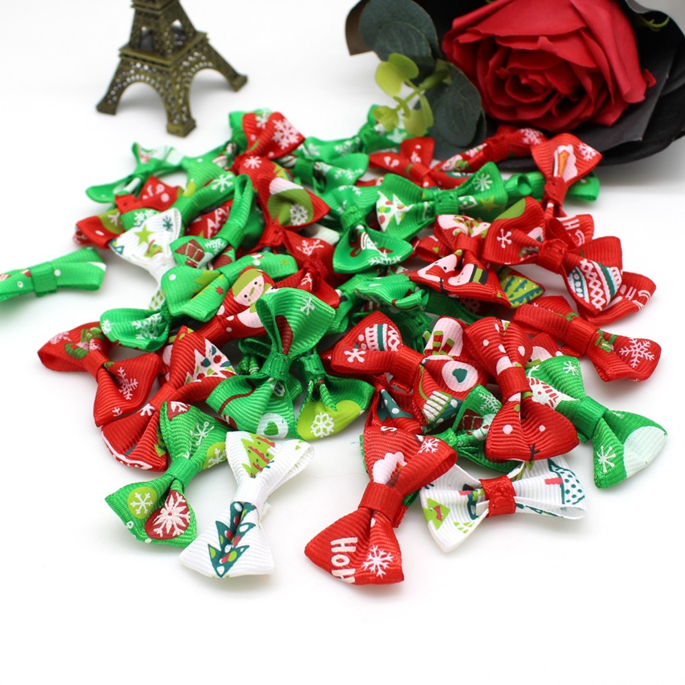 

50pcs christmas Ribbon Bow Tie 25mmx35mm Hair Accessory bows for crafts Wedding Favor Embellishment Tiny Satin Bows