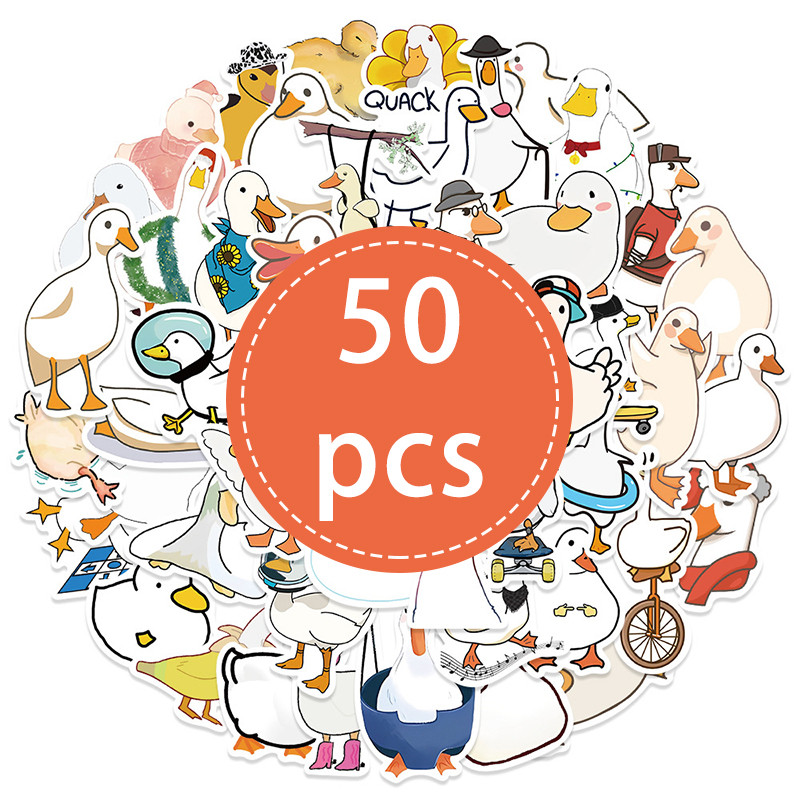 

50PCS Cartoon Duck Stickers Cute Duck Animal Graffiti Decals Toy Kawaii DIY Laptop Scrapbook Stationery Fridge Car Kid Stickers