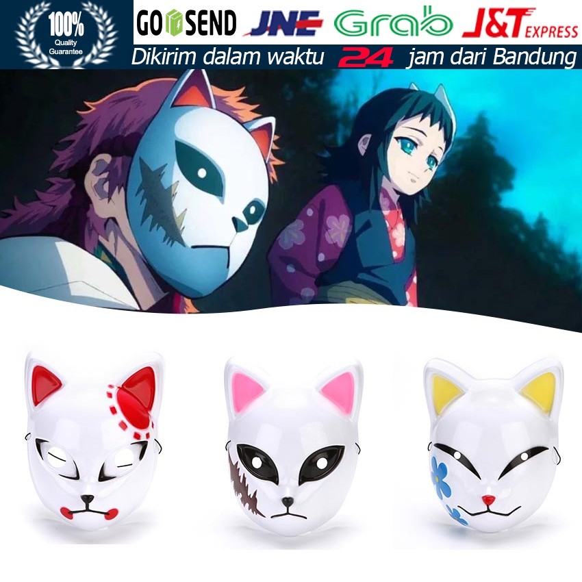 JT__ Demon Slayer Topeng Anime Japanese  Rubah Kimetsu No Yaiba Cosplay Fox Mask Kucing Lucu Jepang 