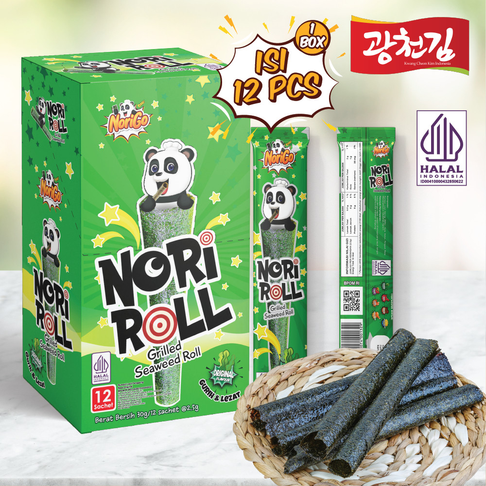 

Norigo / Snack Nori Roll Grilled Seaweed Roll 1 box isi 12Pcs / Snack Rumput Laut 2.5g
